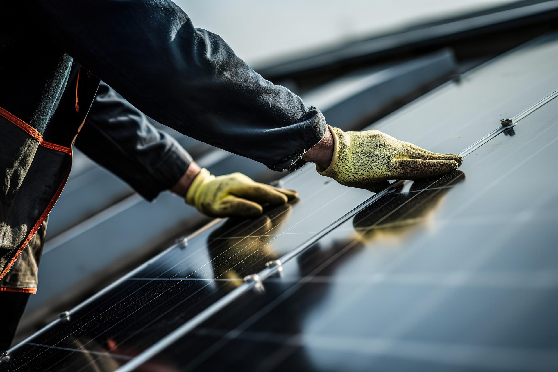 Handmontage von PV-Modulen auf dem Dach | Photovoltaik Nagold